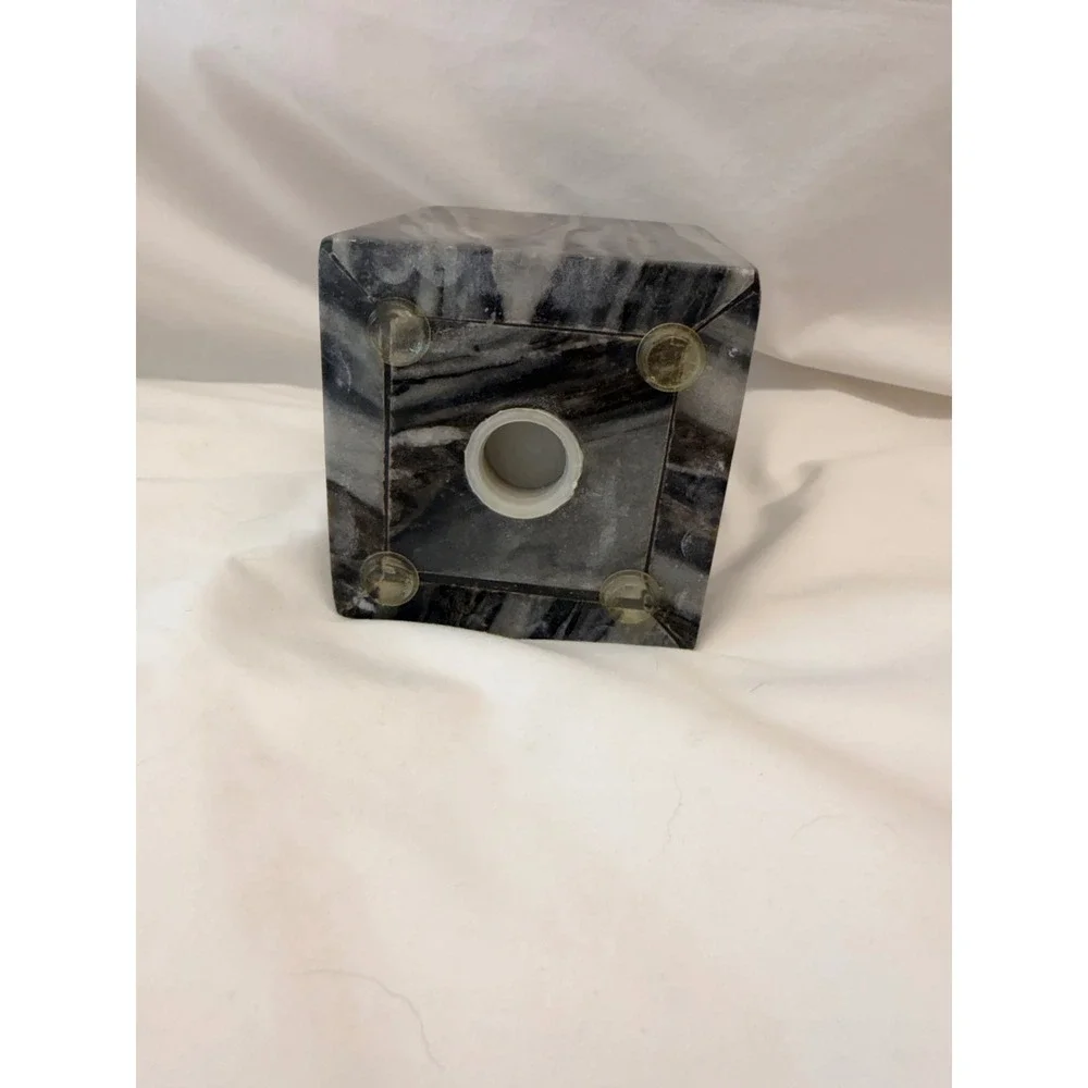 Vintage Black and White Marble Toothbrush Holder 4-Slot Square Stone Vanity